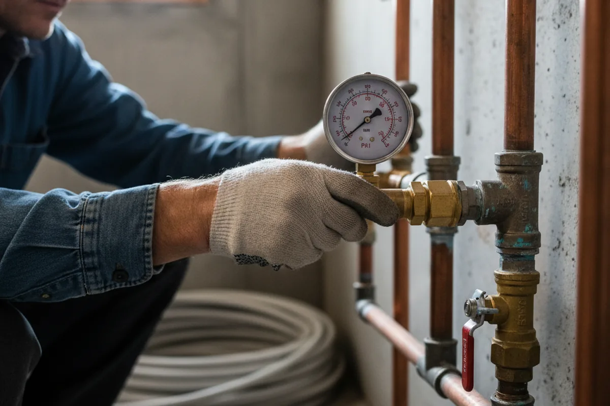 Pressure testing a repaired line during Water Line Repair in Faxon